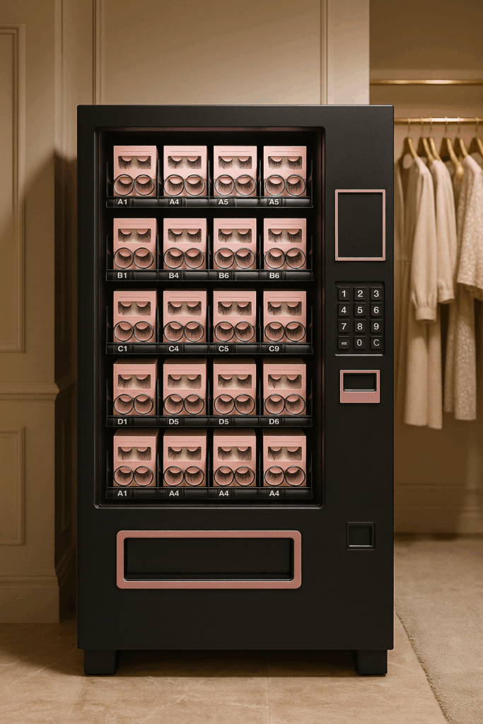Wimpers in een beauty automaat, offline marketing voor beautybrands